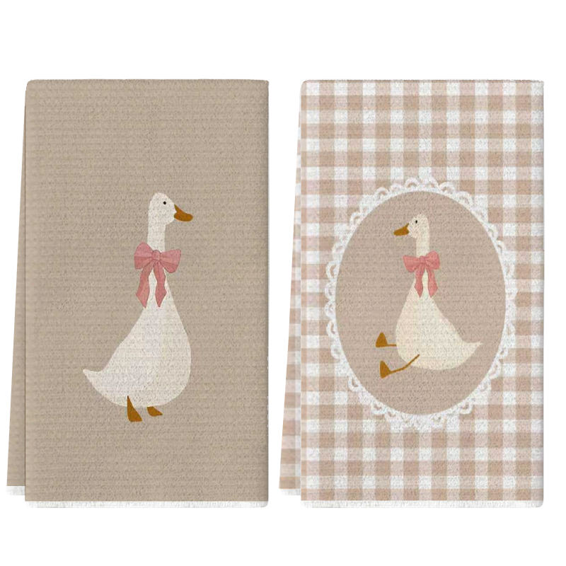 Home Cooking Cookbook - 2枚セット、かわいいアヒル柄キッチンタオル、40cm*60cmタオルセット、最高のキッチンタオル、超吸収性ソフトクリーニングクロス、クッキング＆ベーキングティータオル、ハンドタオル、クリーニングクロス、ディッシュクロス、キッチンデコレーション、リビングルームデコレーション、キッチン必需品、家庭必需品