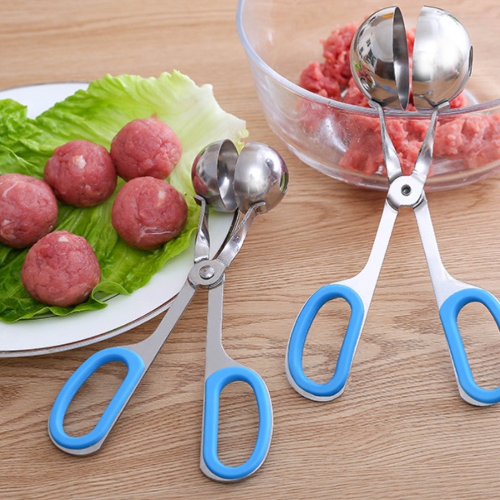 Home Cooking Set - 家庭料理で挽肉、クッキー生地、その他の柔らかい食品を分割するための2サイズのステンレス製ミートボールセット