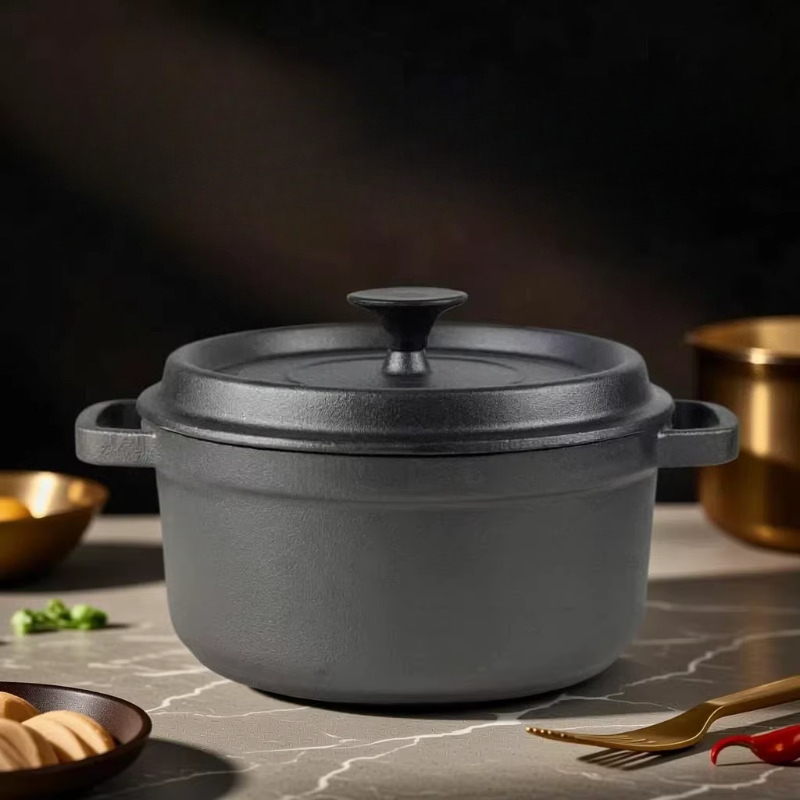 Dutch Oven Enamel - エナメル加工の鋳鉄製ダッチオーブン、ガスコンロ用の厚底シチューポット（ノンコート）、多目的煮込み鍋＆新築祝いギフト