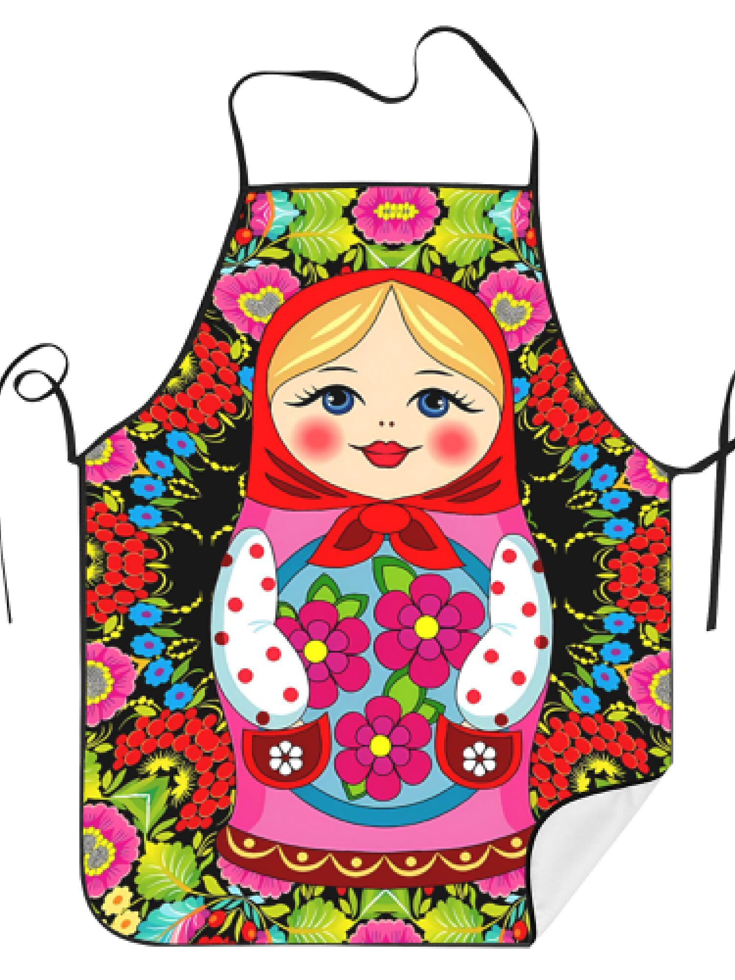 Home Cooking Ideas - 楽しいロシアのマトリョーシカ花柄レトロデザインエプロン1枚、ユニセックス、工芸、ベーキング、絵画、キッチンや家庭用掃除、家庭料理、シェフ、ウェイター、カフェ、バーベキューに最適なエプロン、21。 7× 28. 7インチ、家族や友人への完璧なホリデーギフトアイデア