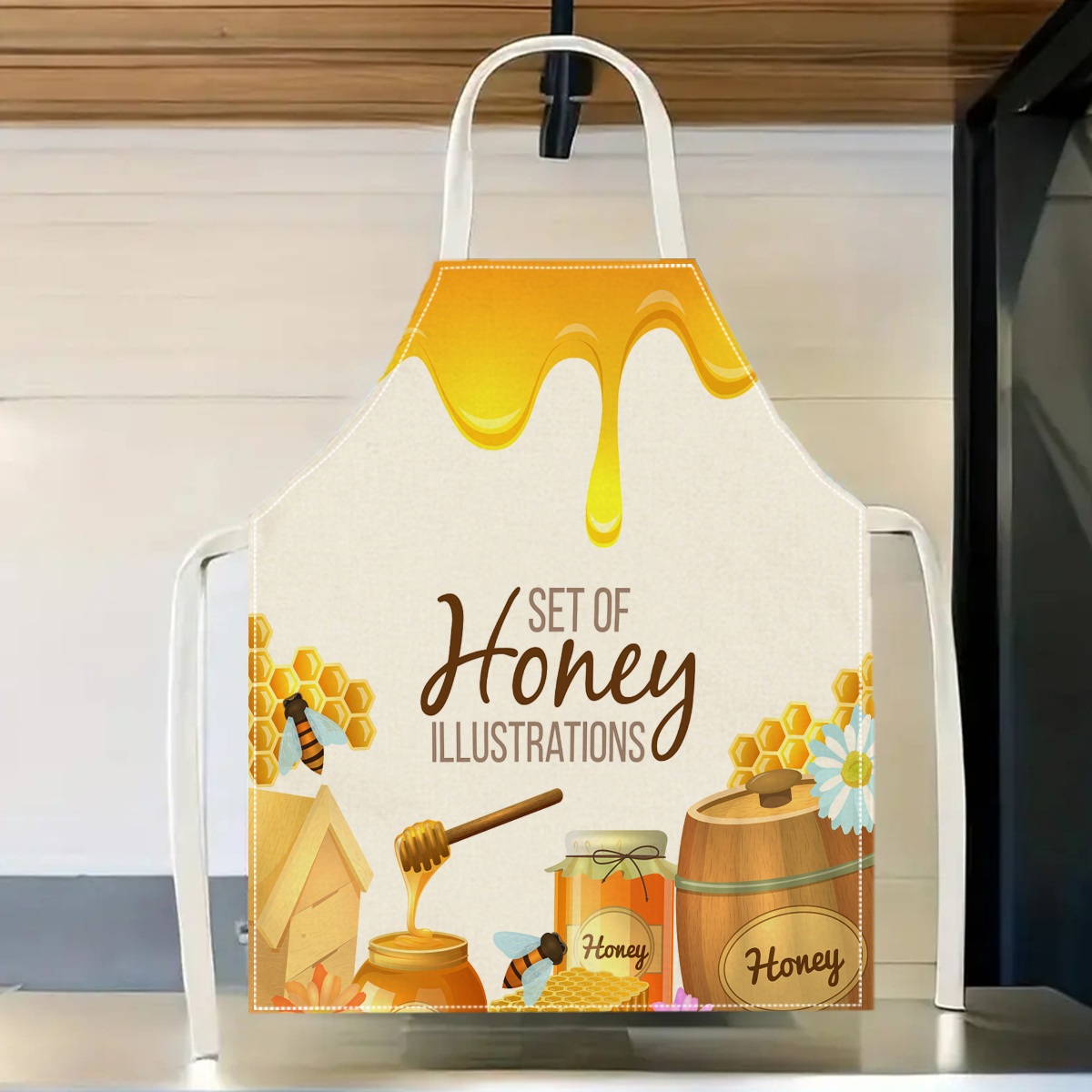 Home Cooking Ideas - 1pc ハニービーエプロン スイートキッチンギフト クッキングベーキング かわいいデザインアイデア 家庭料理やベーキングに最適