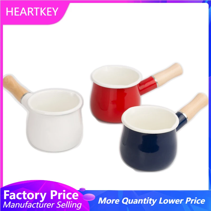 Dutch Oven Enamel - ミルクポットパン粘土調理クラシックノンスティックミニコーヒーエナメル鋳鉄ダッチオーブンシングル木製ハンドル付き