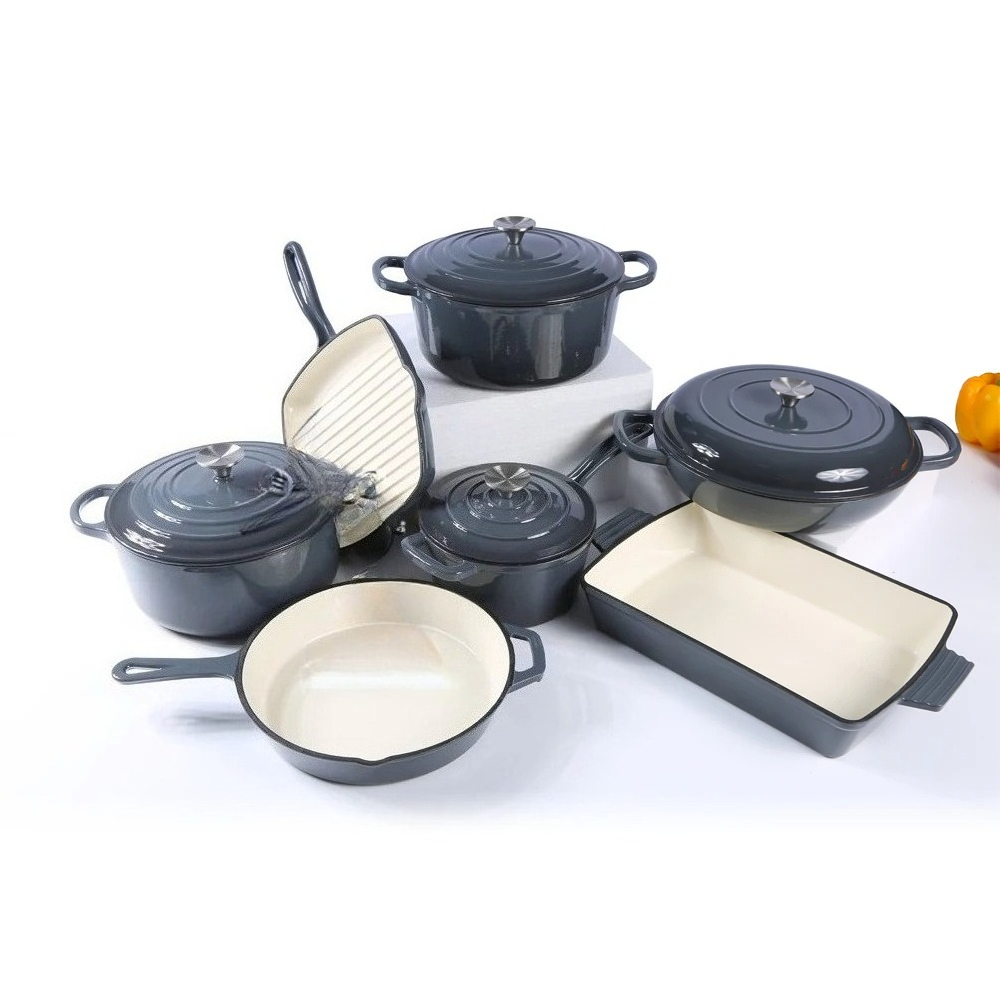 Dutch Oven Enamel - エナメル鋳鉄調理器具セット カラーエナメルフライパン キャセロール ダッチオーブン 鍋とフライパンセット