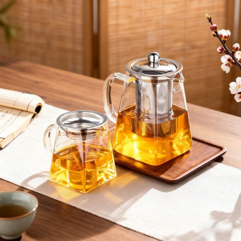 Home Cooking Set - ガラス製ティーポット、茶こし付きティーセット、ケトルメーカー、茶こし、水差し、茶器、キッチン、ダイニング、バー、家庭用ティーキット、ガラスティーポット、サモワール