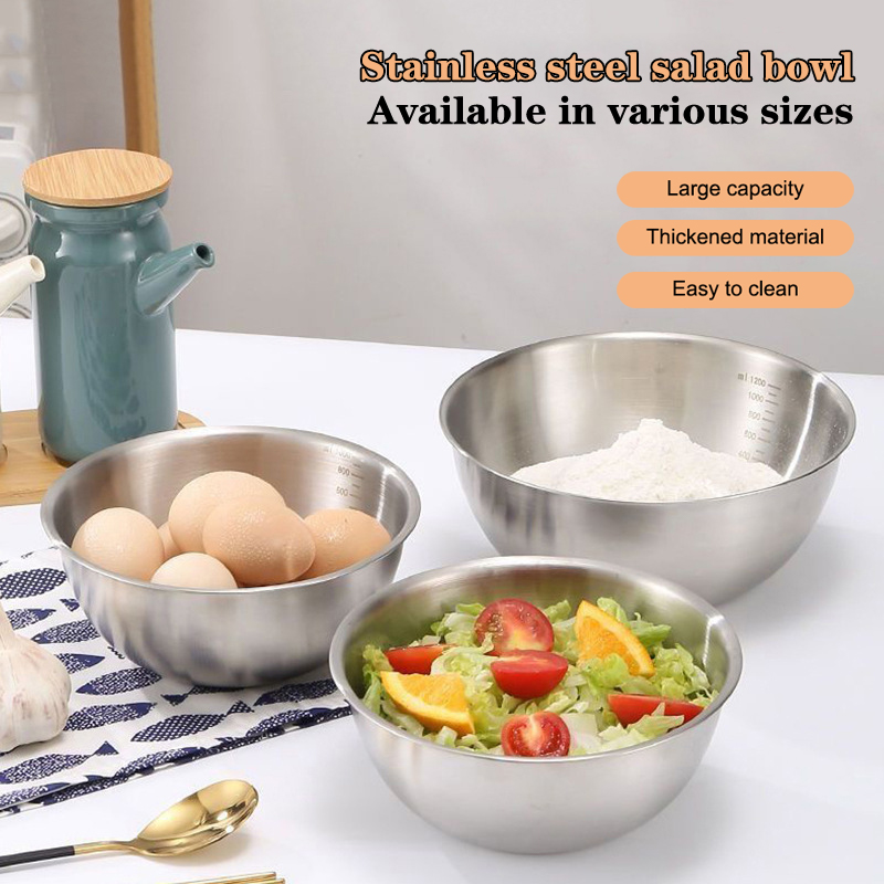 Home Cooking Cookbook - 1PC ステンレス鋼ボウルセット スケール付き 調理用 ベーキング用 食品保存用