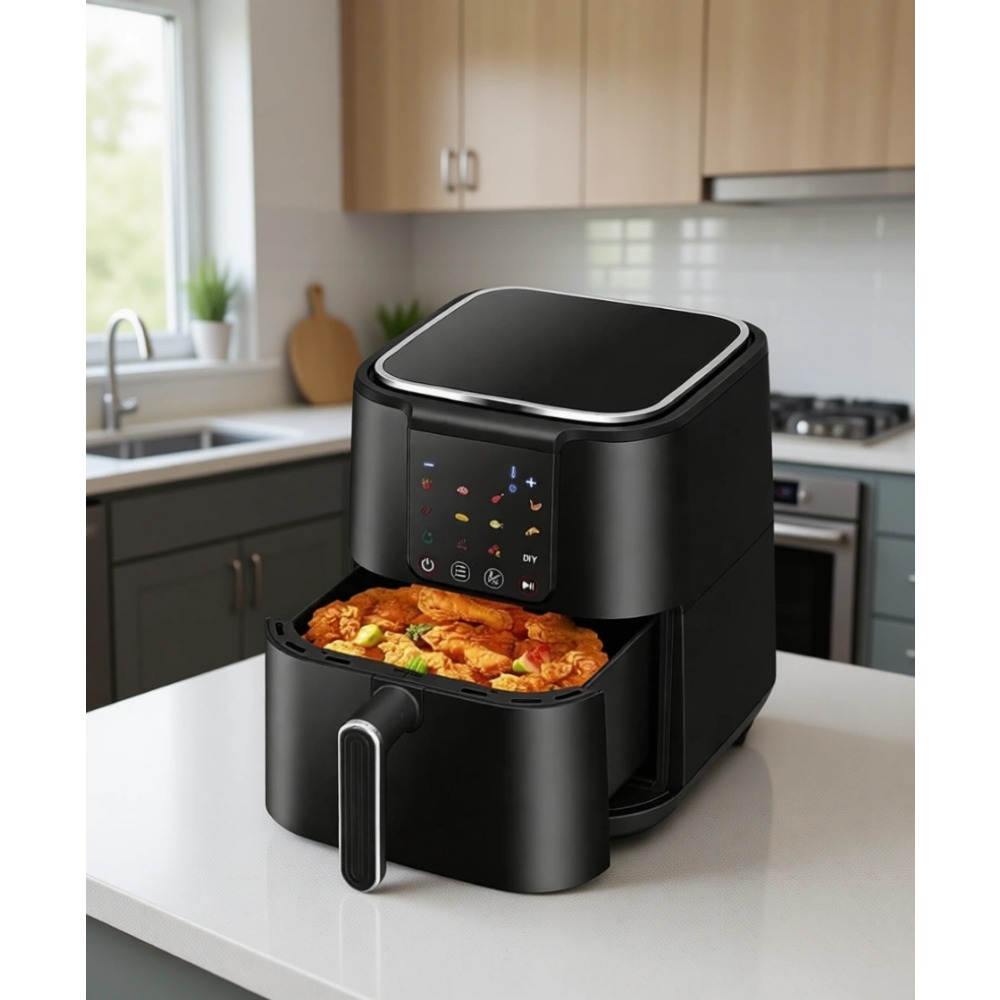 Home Cooking Meal - 大型6クォートオイルフリーエアフライヤーオーブン、12種類のプリセット、1500W、ヘルシーで素早い食事、家庭料理に最適