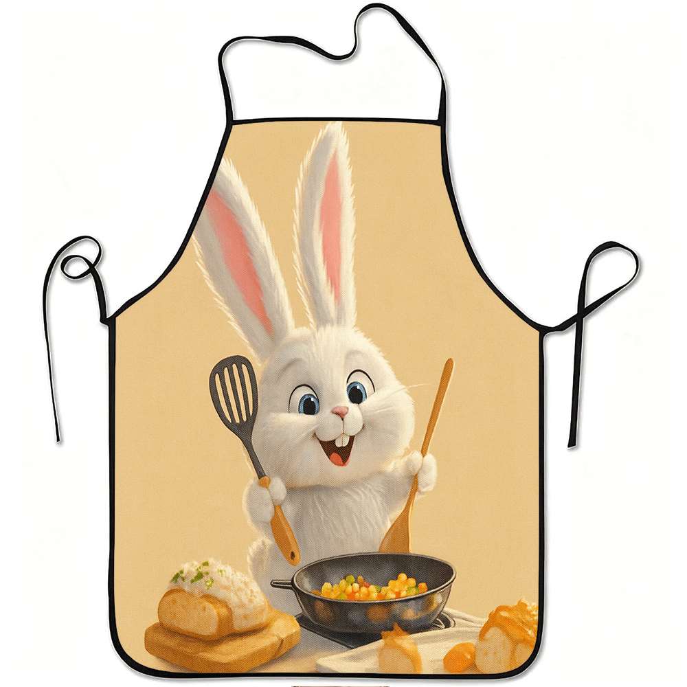 Home Cooking Ideas - 楽しい動物をテーマにしたエプロン1枚、かわいいウサギのシェフのレトロデザインエプロン、ユニセックス、工芸、ベーキング、絵画、キッチンや家庭の掃除、家庭料理、シェフ、ウェイター、カフェ、バーベキューレストラン用エプロンに最適、21。 7× 28. 7インチ、家族や友人への完璧なホリデーギフトアイデア