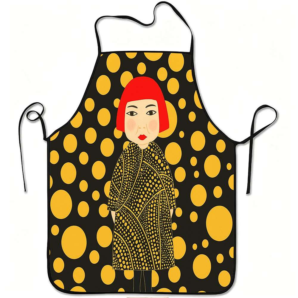 Home Cooking Ideas - 楽しいポップアートをテーマにしたエプロン1枚、赤毛の女性と黄色の水玉模様のアートデザインエプロン、ユニセックス、工芸、ベーキング、絵画、キッチンや家庭の掃除、家庭料理、シェフ、ウェイター、カフェ、バーベキューに最適なエプロン、21。 7× 28. 7インチ、家族や友人への完璧なホリデーギフトアイデア