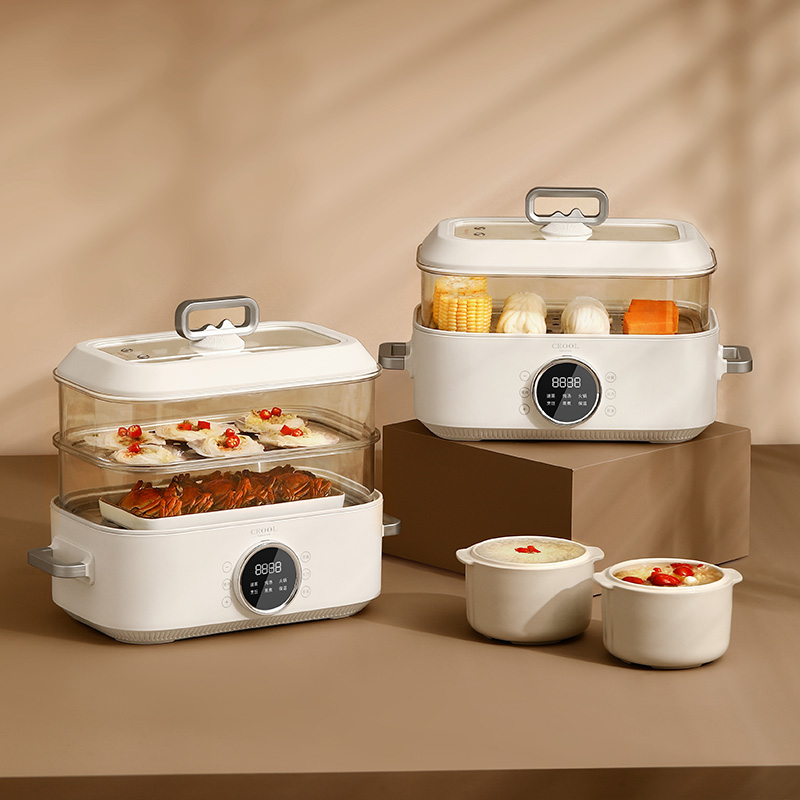Home Cooking Restaurants - 10L 3-in-1 電気蒸し器 - 多機能調理鍋 (ベビーフードスチーマー、レストラン/家庭用、急速加熱、BPAフリー)