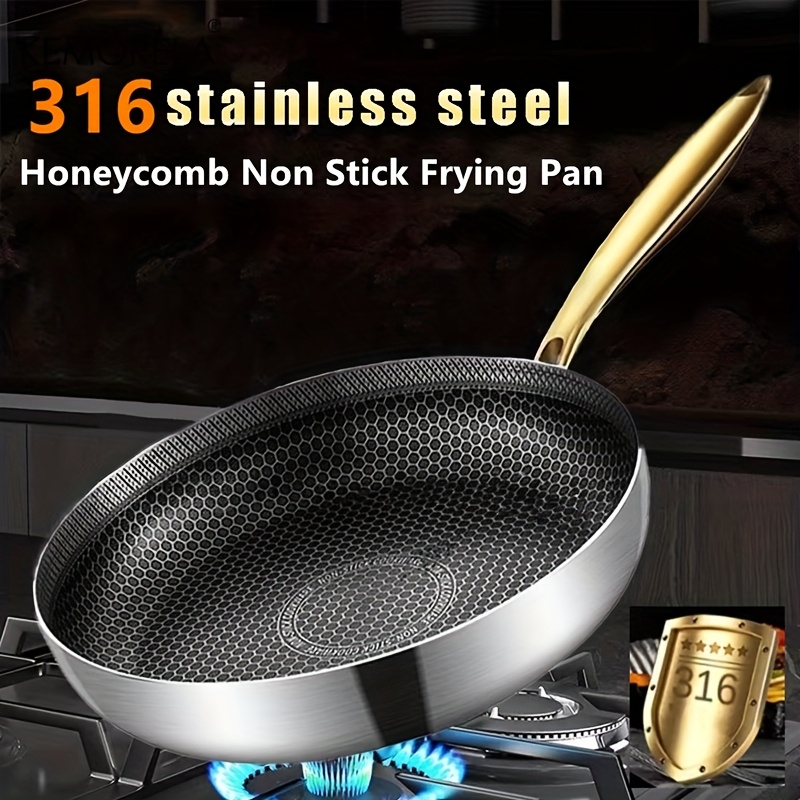 Home Cooking Cookbook - 316ステンレス製フライパン中華鍋ノンスティックハニカムポット家庭用ステーキスキレットガスコンロIH対応ソースパンキッチン調理器具