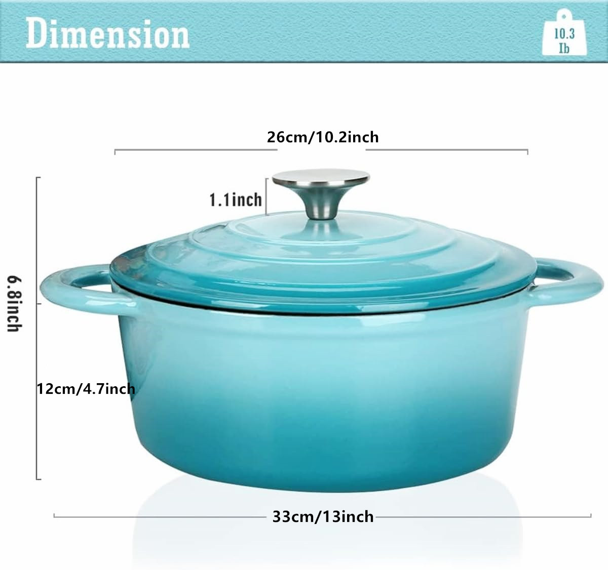26 センチメートルエナメル鋳鉄ダッチオーブンベーキングブレ - Dutch Oven Enamel のレビューと価格