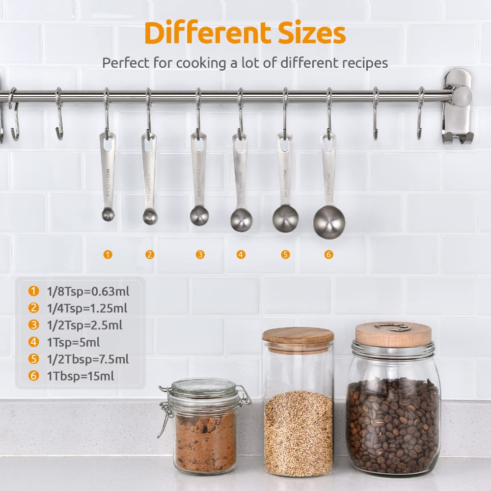 6個/セット 食品グレードのステンレス製計量スプーン、傷つき - Home Cooking Set のレビューと価格