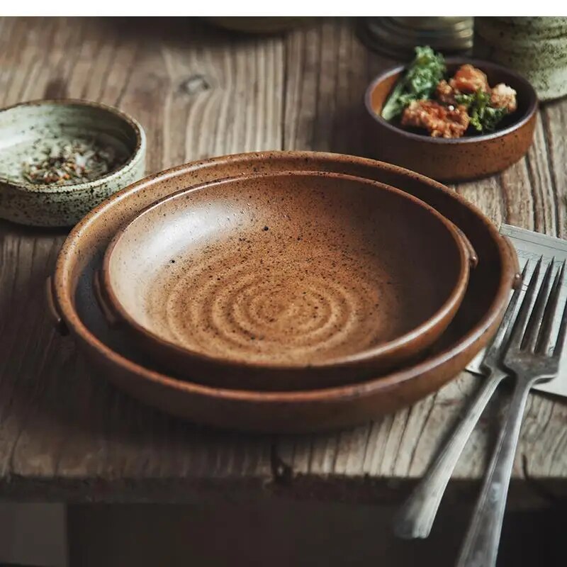 日本の手作り石器食器プレートとボウル、レトロな陶器のディナー - Home Cooking In Japanese のレビューと価格