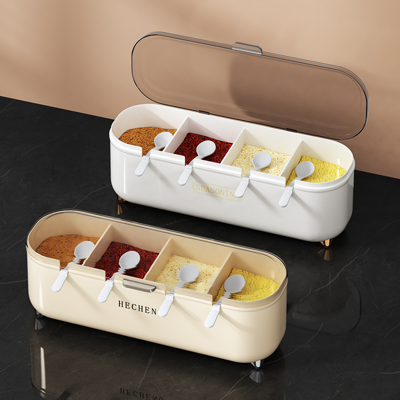キッチン調味料ボックスセット多グリッド一体型収納塩調味料4グ - Home Cooking Set のレビューと価格