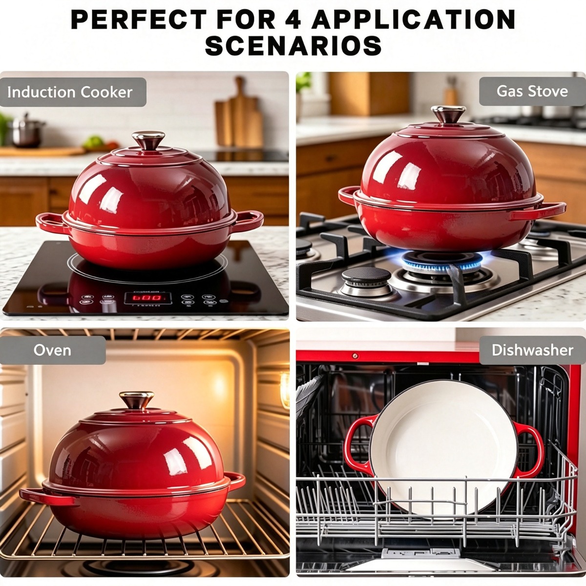 9.5インチのエナメル加工鋳鉄製ダッチオーブン（ドーム型蓋付 - Dutch Oven Enamel のレビューと価格