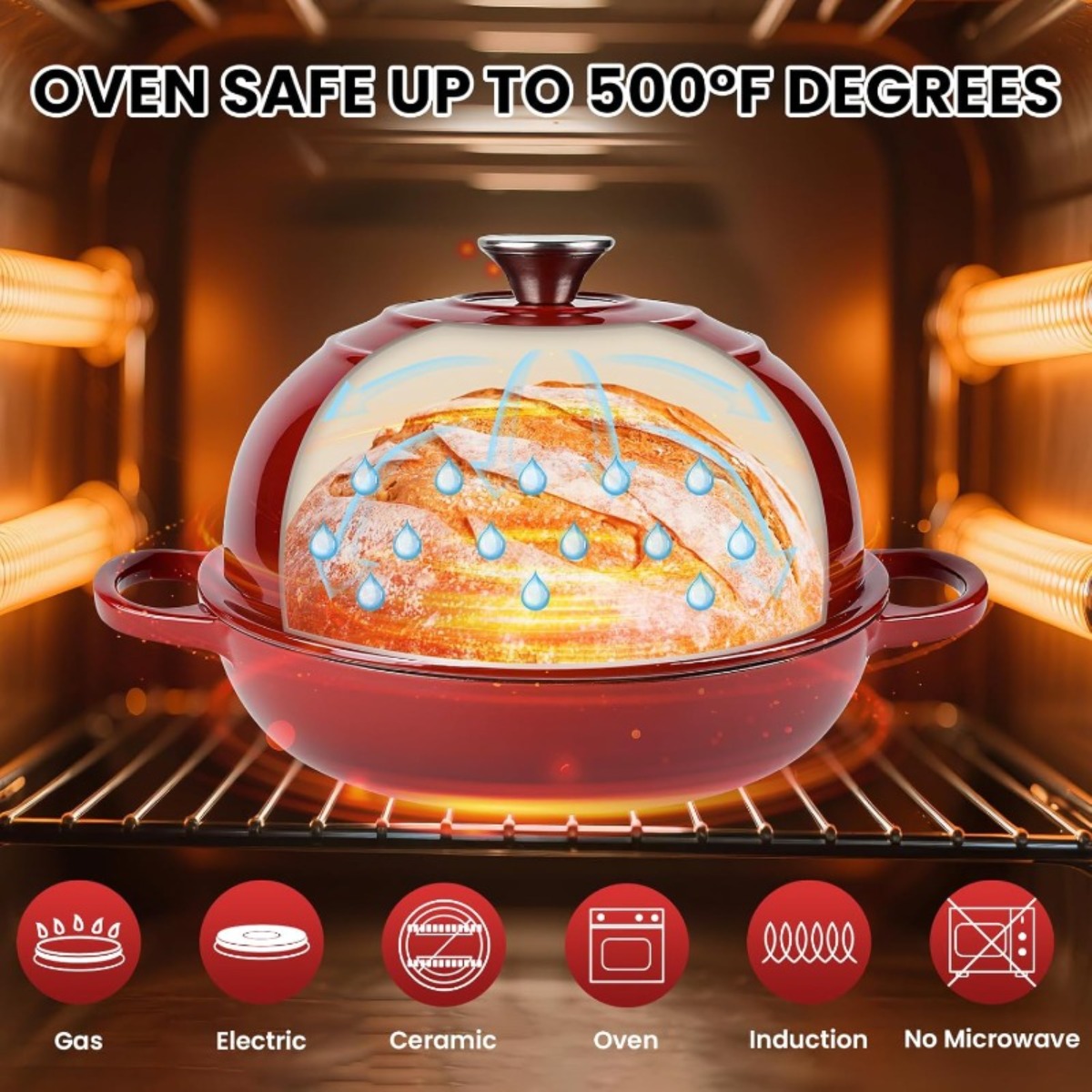 9.5インチのエナメル加工鋳鉄製ダッチオーブン（ドーム型蓋付 - Dutch Oven Enamel のレビューと価格