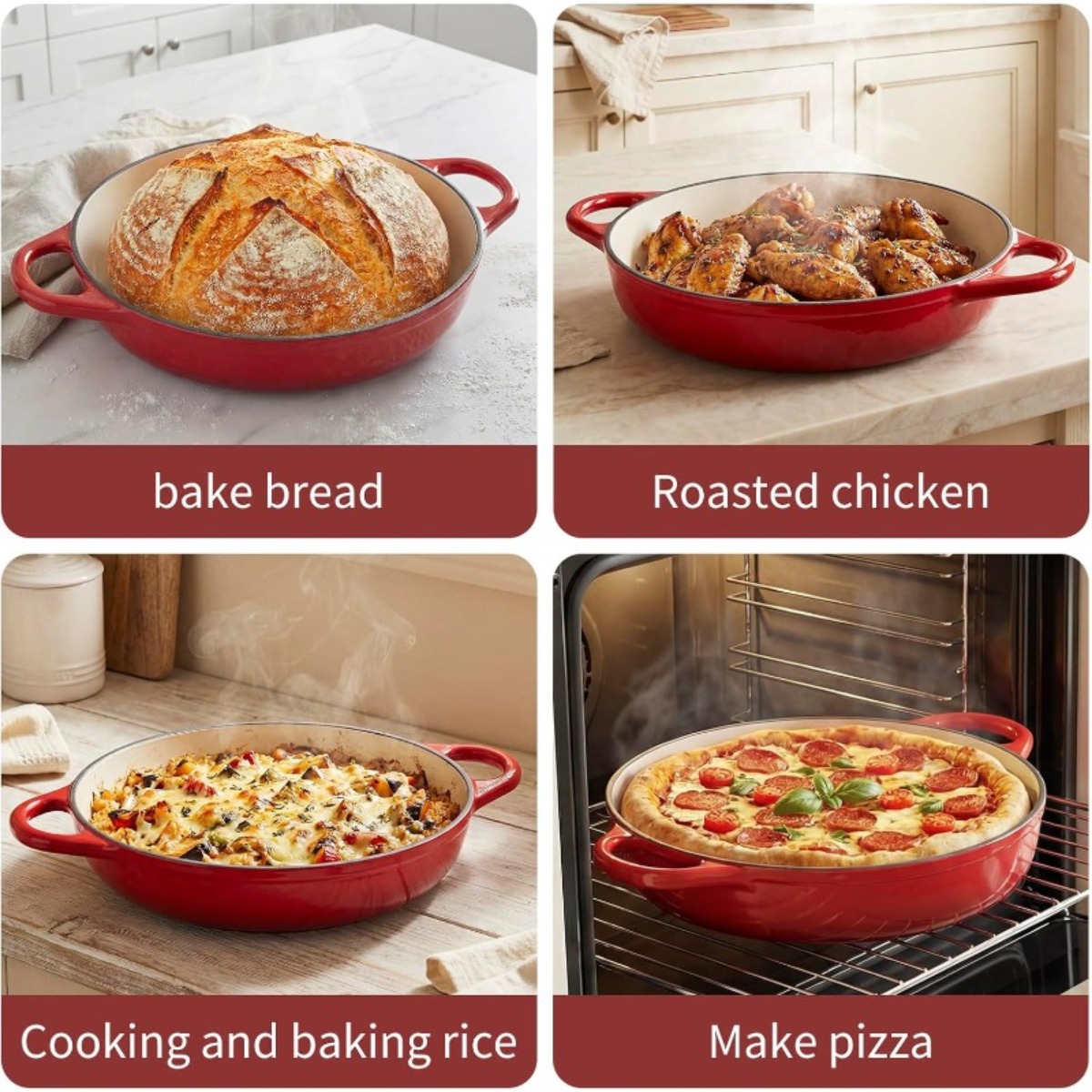 9.5インチのエナメル加工鋳鉄製ダッチオーブン（ドーム型蓋付 - Dutch Oven Enamel のレビューと価格