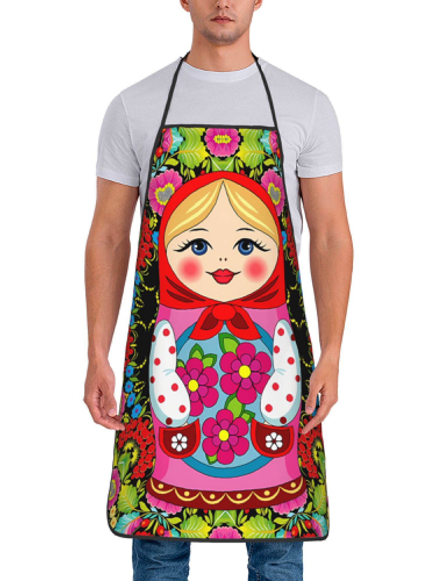 楽しいロシアのマトリョーシカ花柄レトロデザインエプロン1枚、 - Home Cooking Ideas のレビューと価格