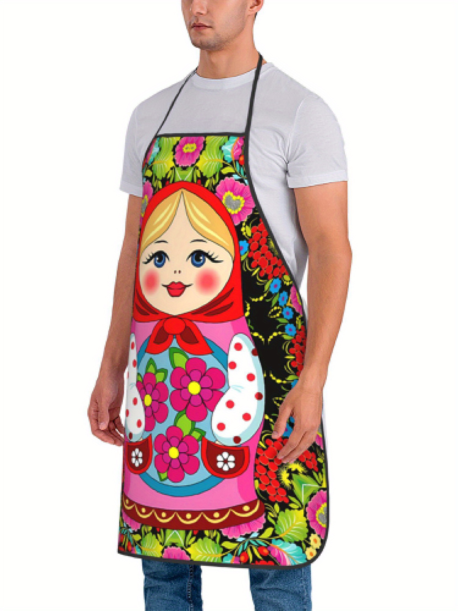 楽しいロシアのマトリョーシカ花柄レトロデザインエプロン1枚、 - Home Cooking Ideas のレビューと価格