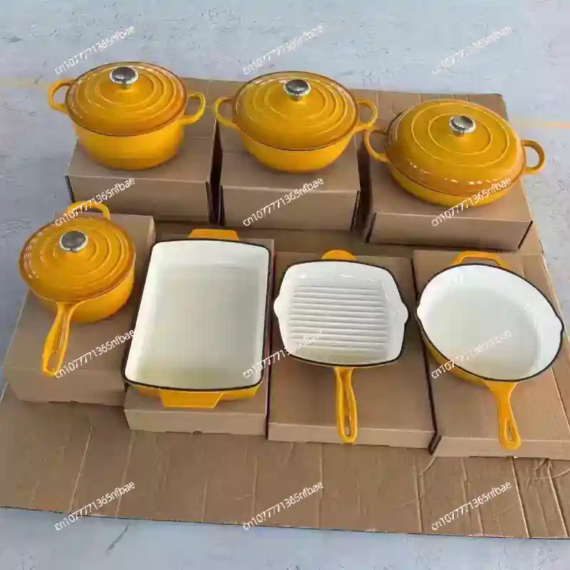 7点セットの鋳鉄製ホーロー鍋セット、キッチンキャセロール、ス - Dutch Oven Enamel のレビューと価格