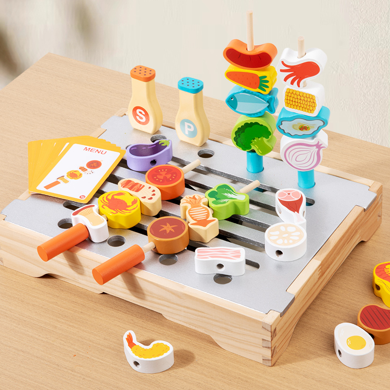 子供用木製模造バーベキューグリルおもちゃ、ごっこ遊び、家庭料 - Home Cooking Cookbook のレビューと価格