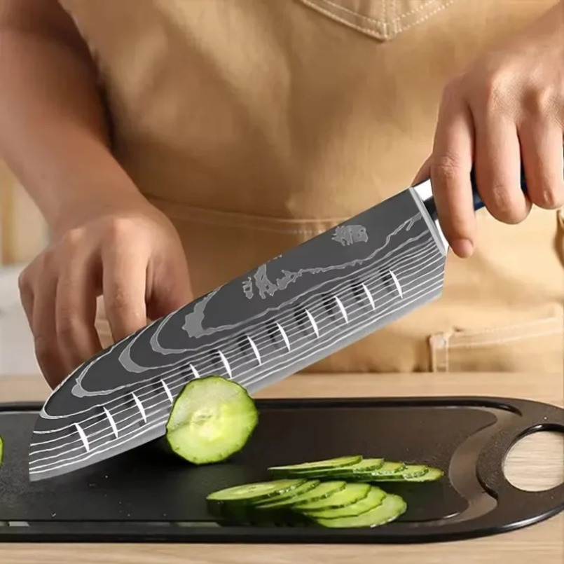 ダマスカス模様レーザー鋼日本製三徳包丁樹脂ハンドルシェフ用肉 - Home Cooking In Japanese のレビューと価格