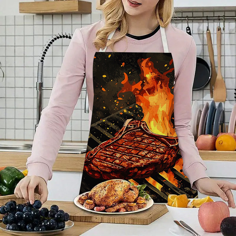 1枚入りBBQステーキエプロン、炎模様プリント入り、キッチン - Home Cooking Ideas のレビューと価格