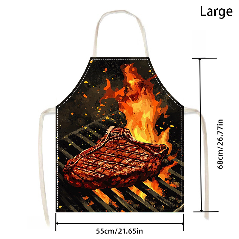 1枚入りBBQステーキエプロン、炎模様プリント入り、キッチン - Home Cooking Ideas のレビューと価格