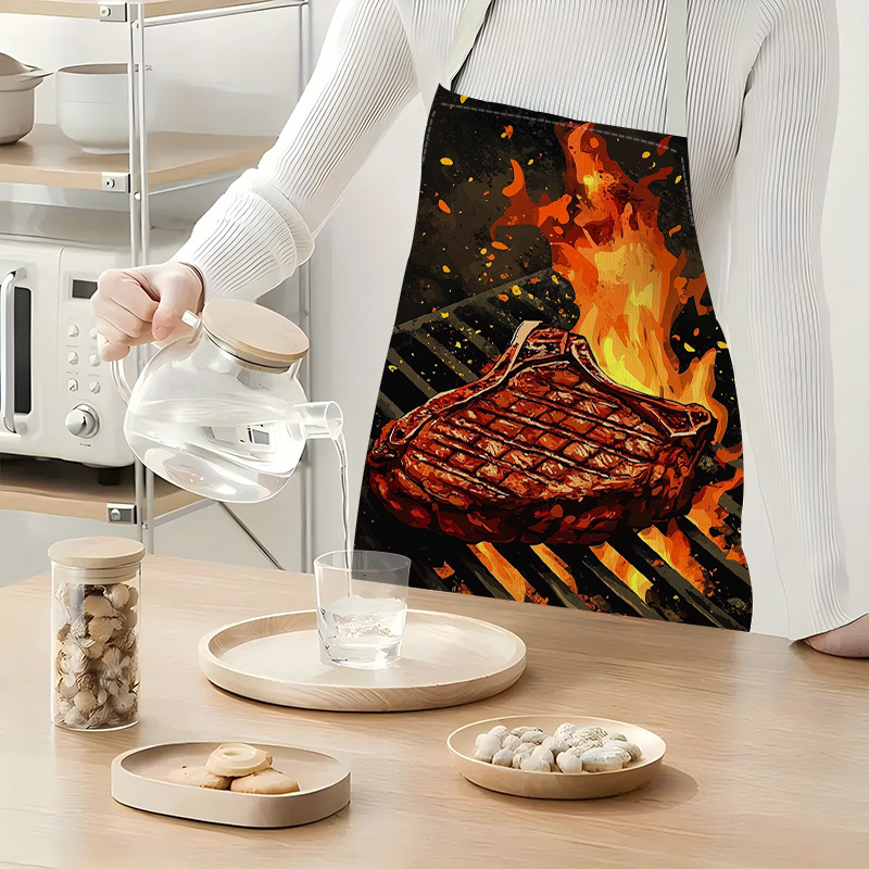 1枚入りBBQステーキエプロン、炎模様プリント入り、キッチン - Home Cooking Ideas のレビューと価格