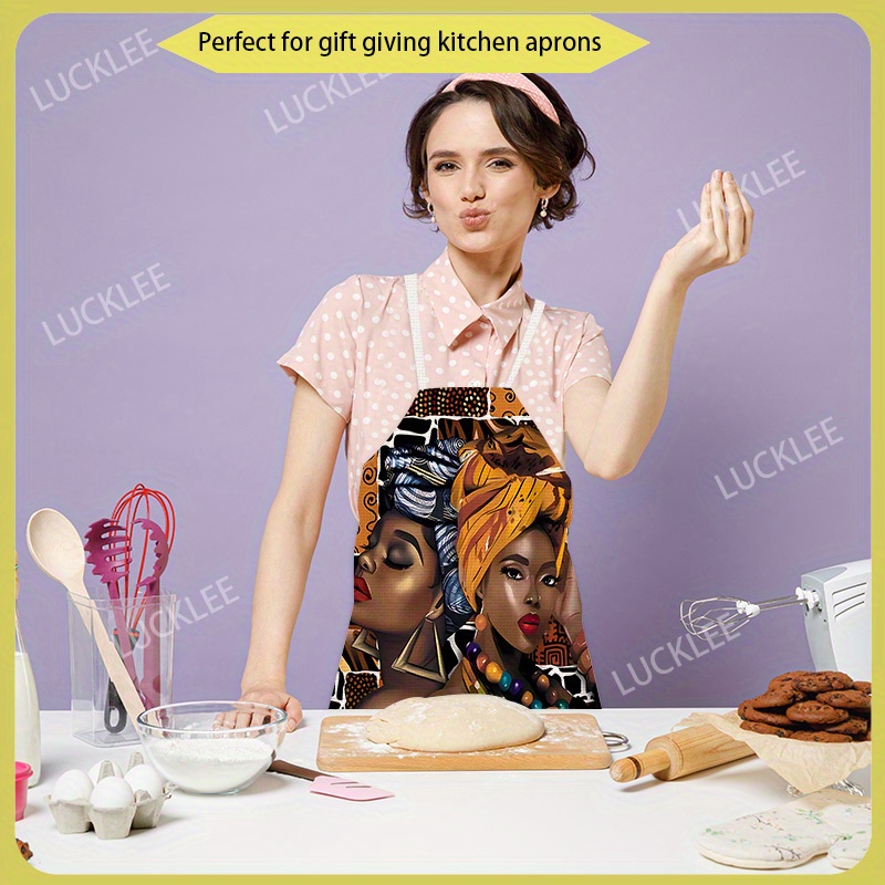 アフリカンクイーンプリントのノースリーブリネンエプロン1枚、 - Home Cooking Queen のレビューと価格