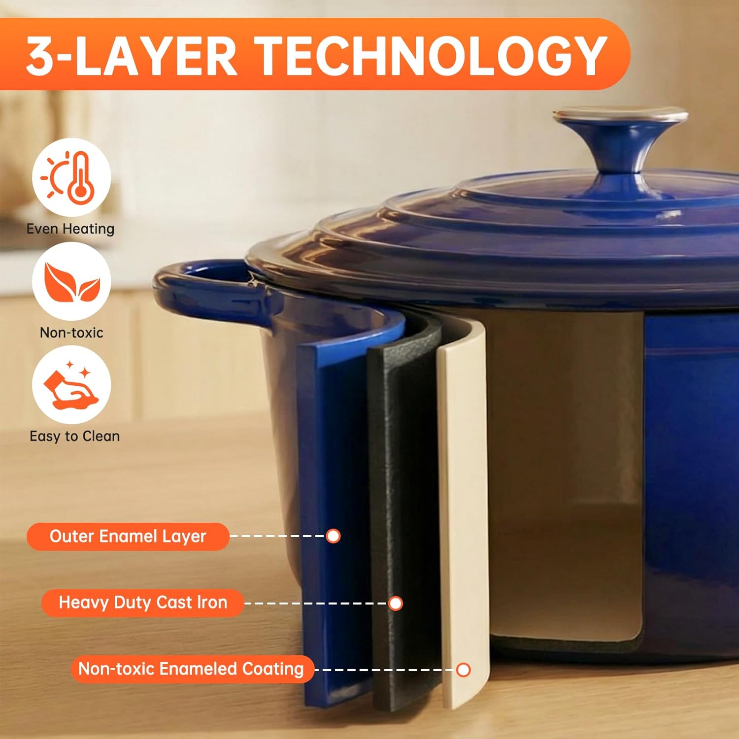 ノンスティックエナメル鋳鉄調理器具セット、7点鍋フライパンセ - Dutch Oven Enamel のレビューと価格