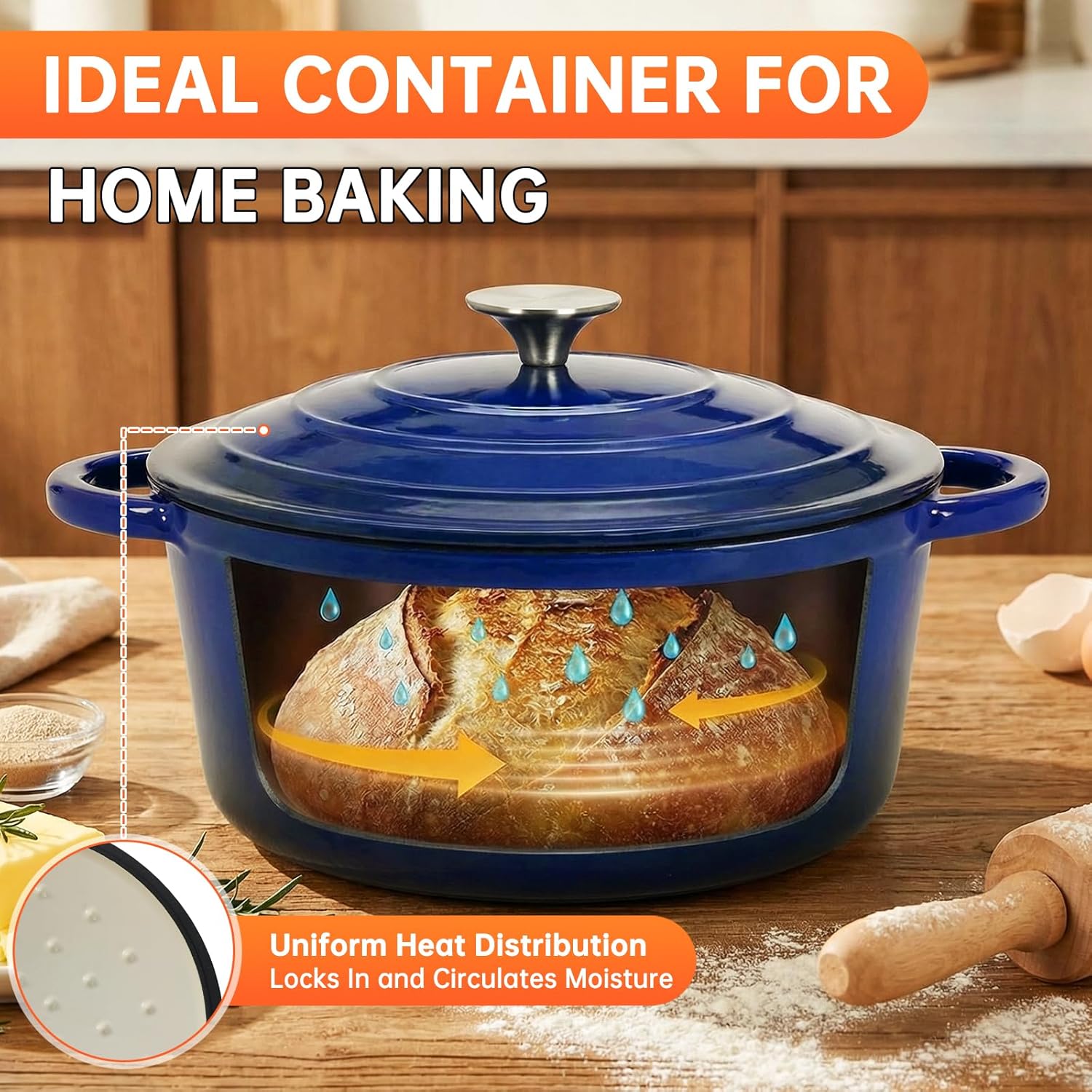 ノンスティックエナメル鋳鉄調理器具セット、7点鍋フライパンセ - Dutch Oven Enamel のレビューと価格