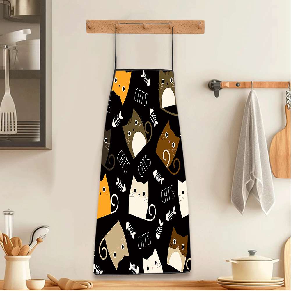 楽しい漫画風エプロン1枚、かわいい猫と魚の骨のレトロデザイン - Home Cooking Ideas のレビューと価格