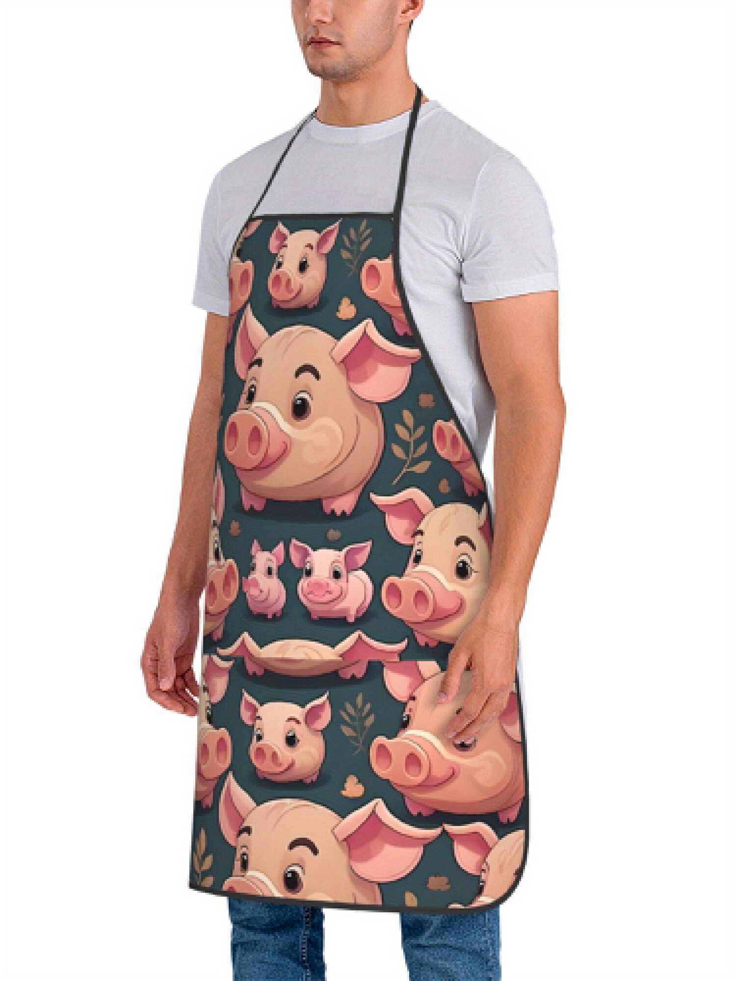 1ピースレトロピンクの豚デザインエプロン、ユニセックス、クラ - Home Cooking Ideas のレビューと価格