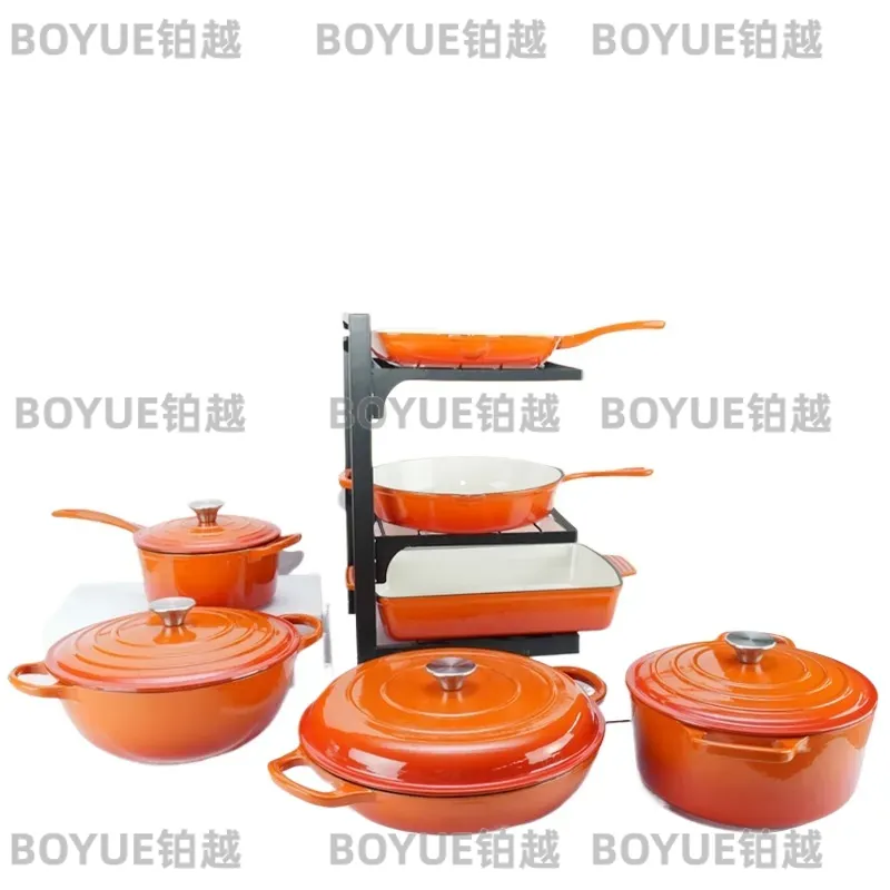7点セットの鋳鉄製エナメル調理器具セット、ノンスティックダッ - Dutch Oven Enamel のレビューと価格
