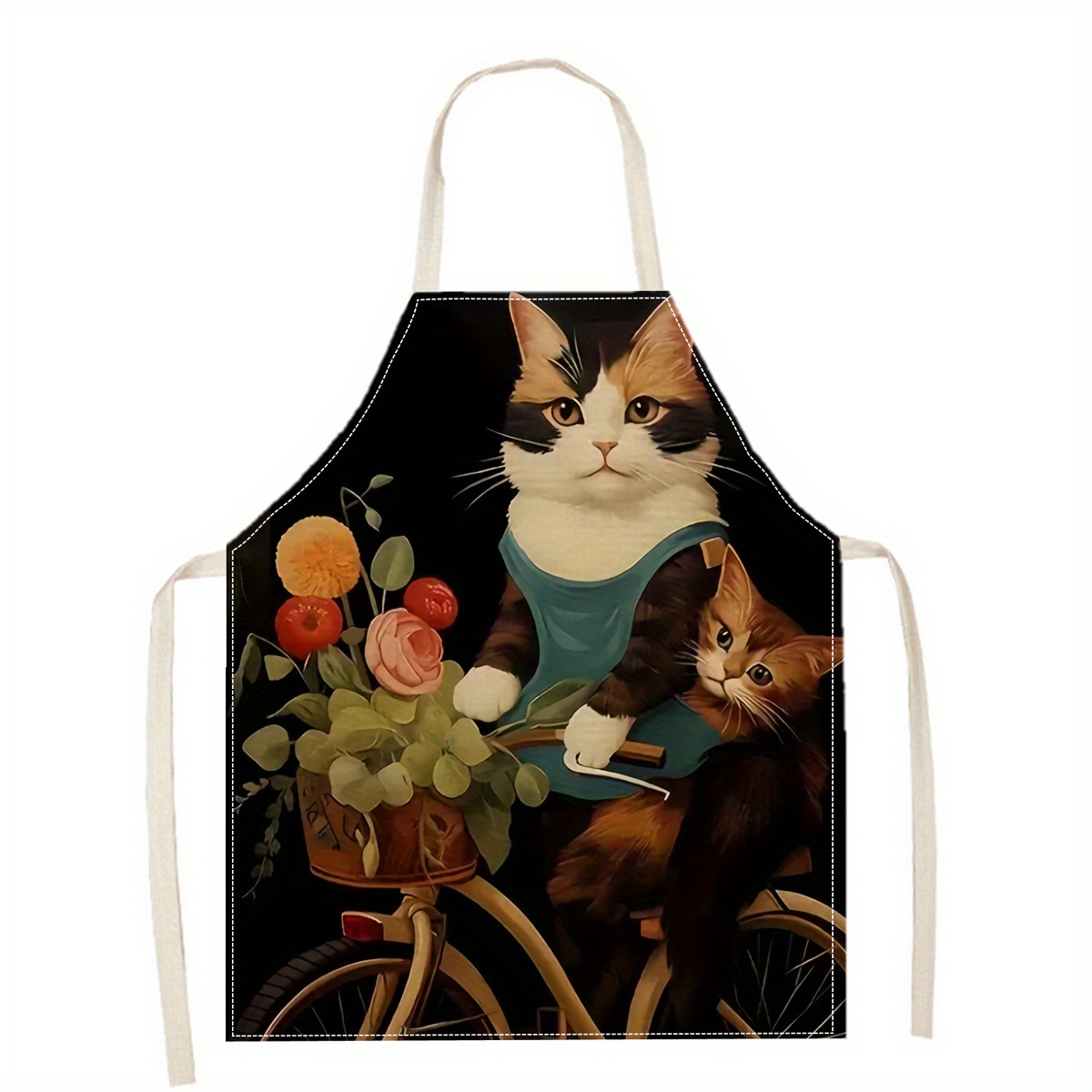 リネンエプロン 面白い猫のサングラスプリント キッチン 調理 - Home Cooking Ideas のレビューと価格