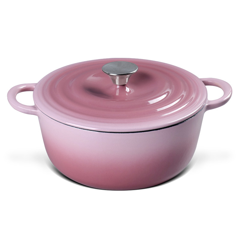 22/24/26/28cm グラデーションピンクの鋳鉄製ホー - Dutch Oven Enamel のレビューと価格
