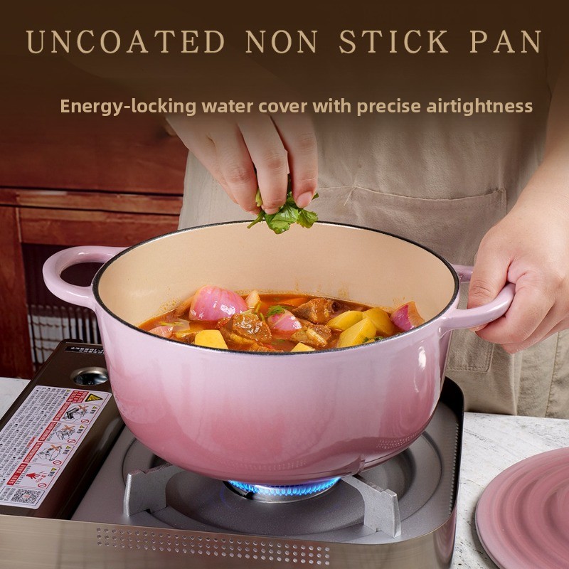 22/24/26/28cm グラデーションピンクの鋳鉄製ホー - Dutch Oven Enamel のレビューと価格